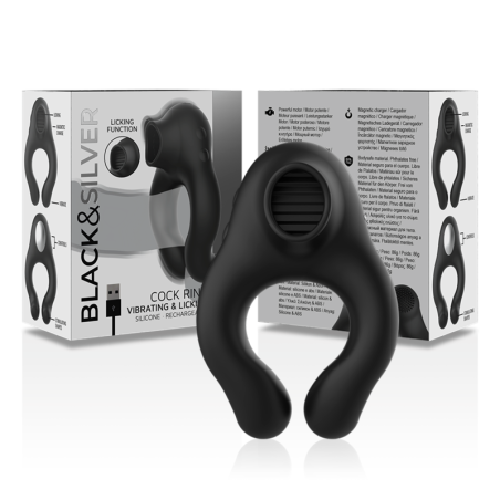 BLACK&SILVER | SILICONE VIBRATOR RING - 3 MOTORS RECHARGEABLE