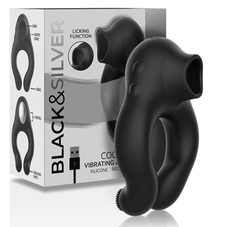 BLACK&SILVER | Δονούμενο Δαχτυλίδι Πέους Σιλικόνης - Κλειτοριδική Διέγερση
