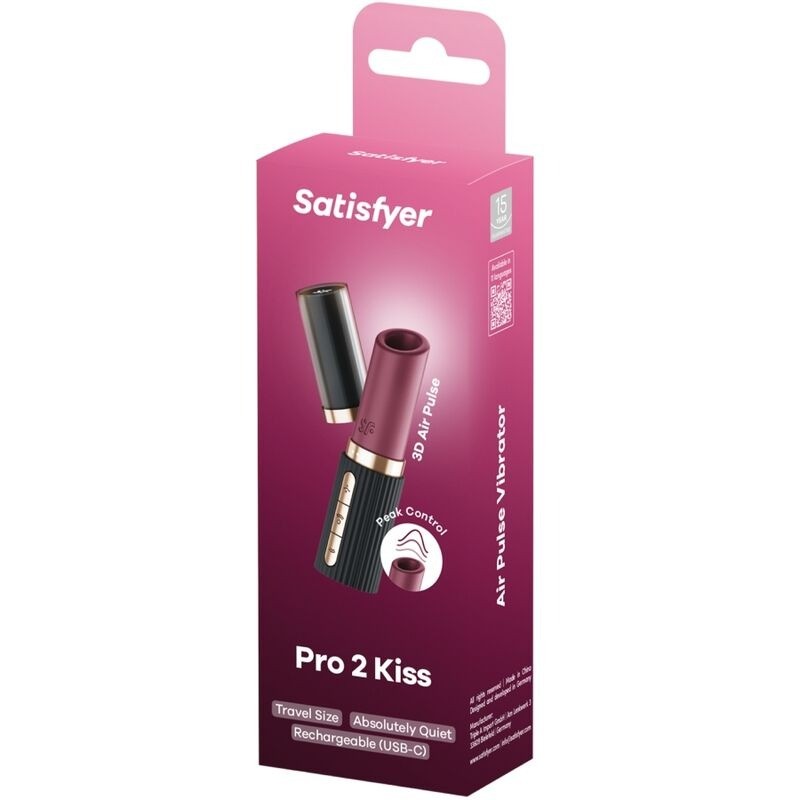 SATISFYER | PRO 2 | KISS WAVE CLITORIS STIMULATOR GARNET / BLACK
