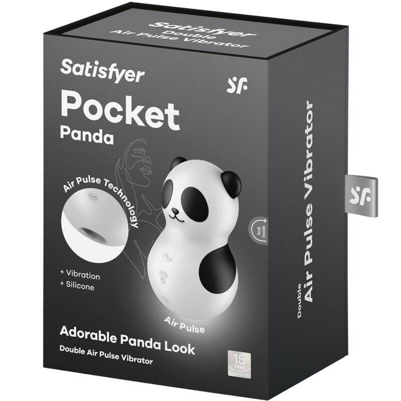 SATISFYER | POCKET PANDA | STIMULATOR & VIBRATOR BLACK AND WHITE