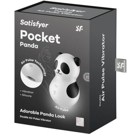 SATISFYER | POCKET PANDA | STIMULATOR & VIBRATOR BLACK AND WHITE
