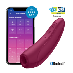 SATISFYER | CURVY 1 | APP CONTROLLED AIR PULSE CLIT VIBRATOR - RED PINK
