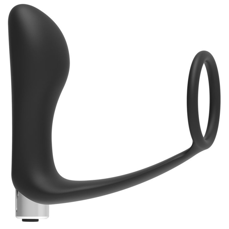 ADDICTED TOYS | PROSTATIC VIBRATOR WITH COCK RING MODEL 1 - BLACK