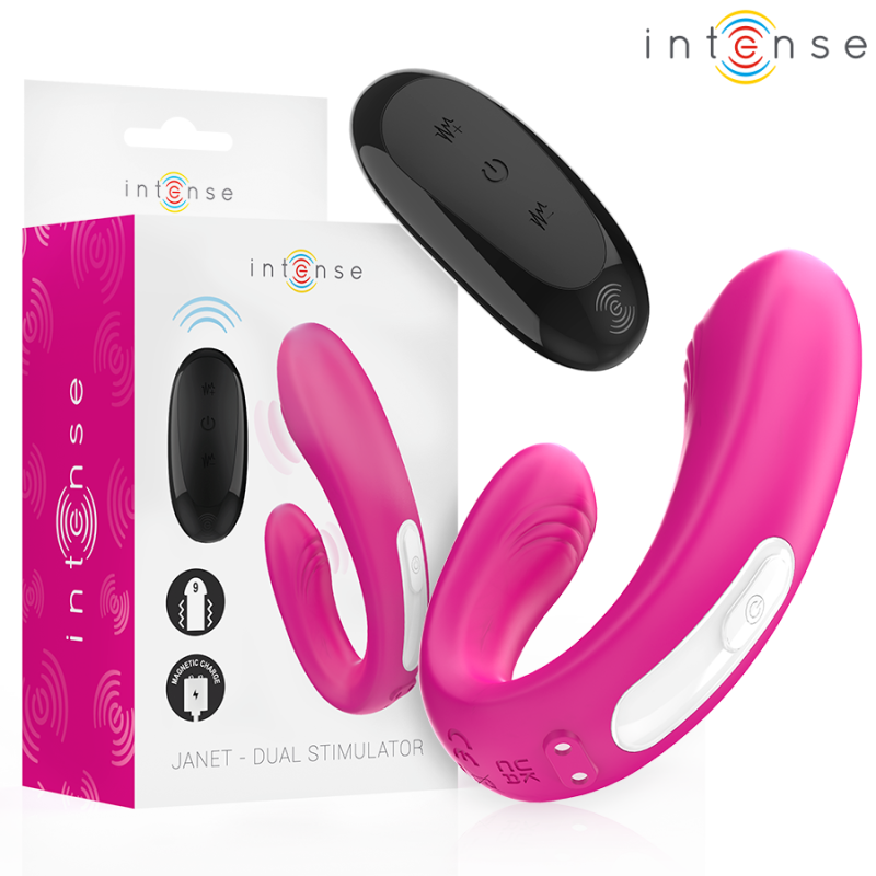 INTENSE | JANET | Διπλός U-Shape Δονητής Με Remote Control - Ροζ