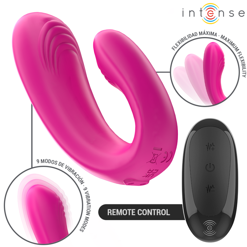 INTENSE | JANET | Διπλός U-Shape Δονητής Με Remote Control - Ροζ
