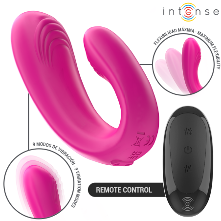 INTENSE | JANET | DUAL U-SHAPED STIMULATOR WITH REMOTE CONTROL - PINK