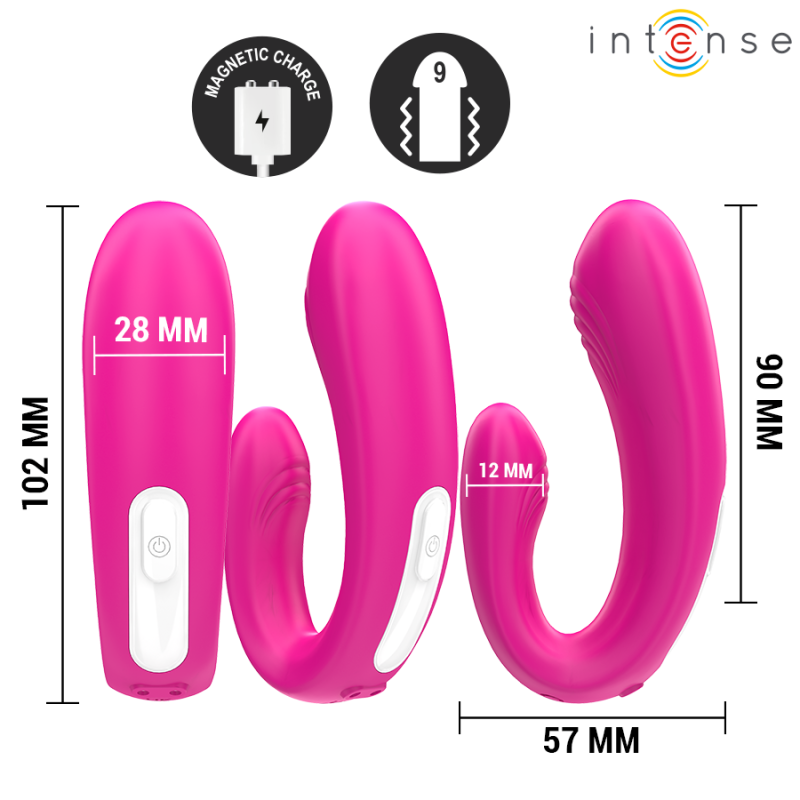 INTENSE | JANET | Διπλός U-Shape Δονητής Με Remote Control - Ροζ