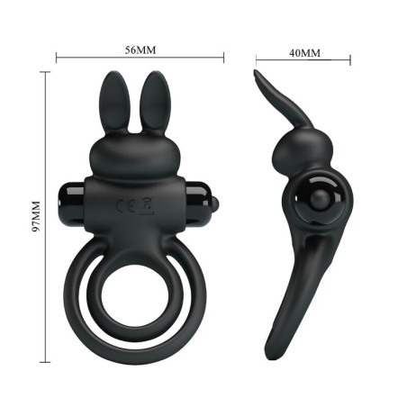 PRETTY LOVE | RING III | VIBRATING RABBIT COCK RING - BLACK