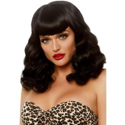 LEG AVENUE | Curly Retro Wig With Banngs Luminiscent Black