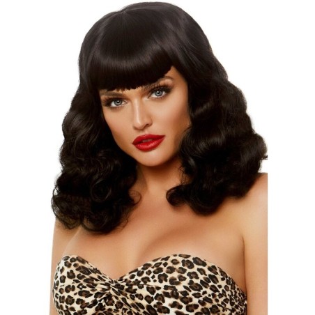 LEG AVENUE | Curly Retro Wig With Banngs Luminiscent Black