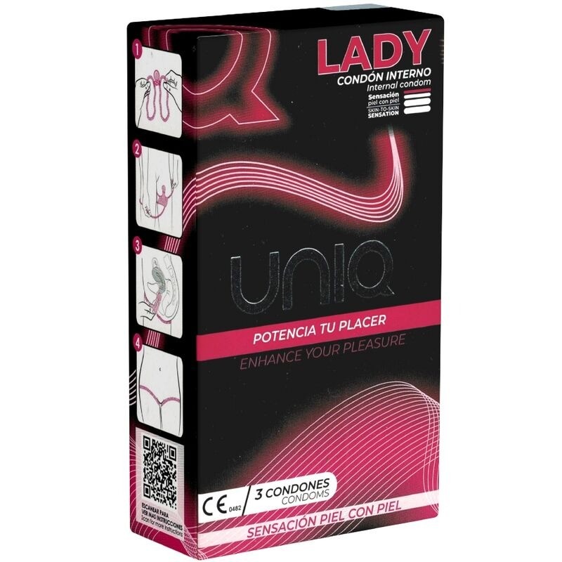 UNIQ | LADY CONDOM | LATEX FREE FEMALE CONDOMS WITH GARTER BELT - 3 UNITS