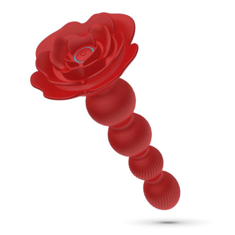 Crushious Rosaline Rotating Anal Rose Plug with Remote Control - Red
