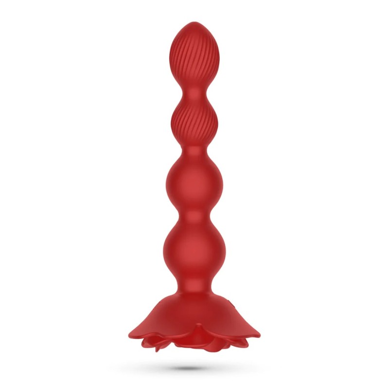 Crushious Rosaline Rotating Anal Rose Plug with Remote Control - Red