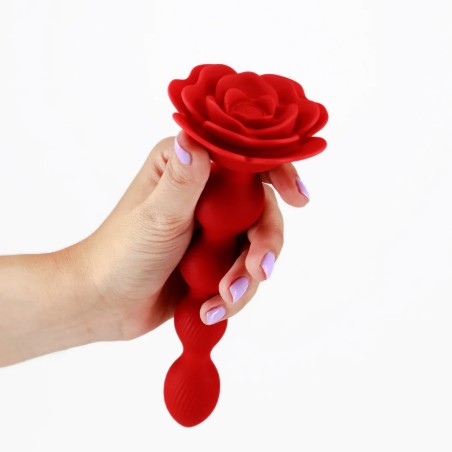Crushious Rosaline Rotating Anal Rose Plug with Remote Control - Red