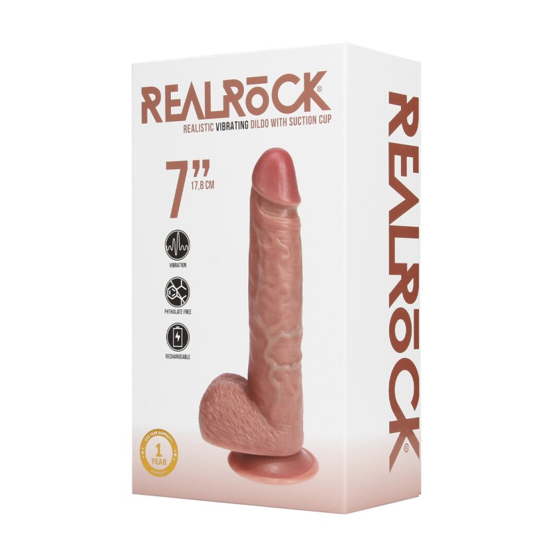 RealRock Ρεαλιστικός Δονητής Πέους με Όρχεις και Βεντούζα 18 cm