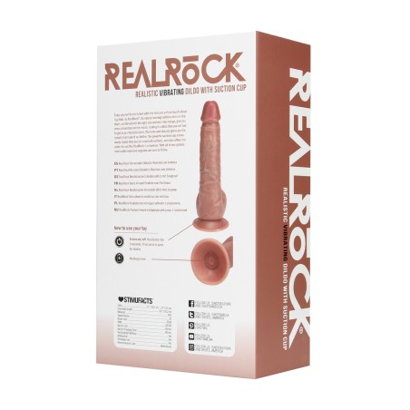 RealRock Vibrating Realistic Cock with Balls & Suction Cup 7" Tan