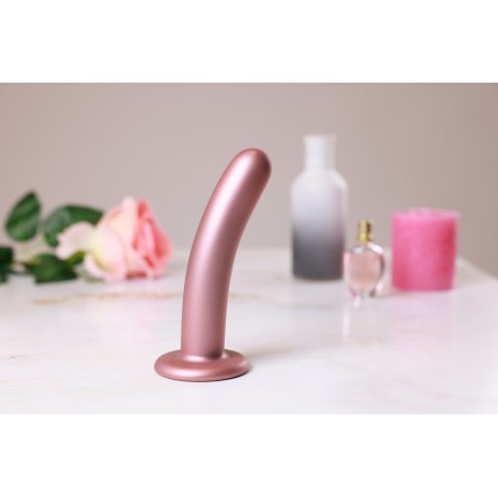 Ouch! Λείο Σιλικόνης G-Spot Dildo με Βεντούζα 14,5 cm Rose Gold