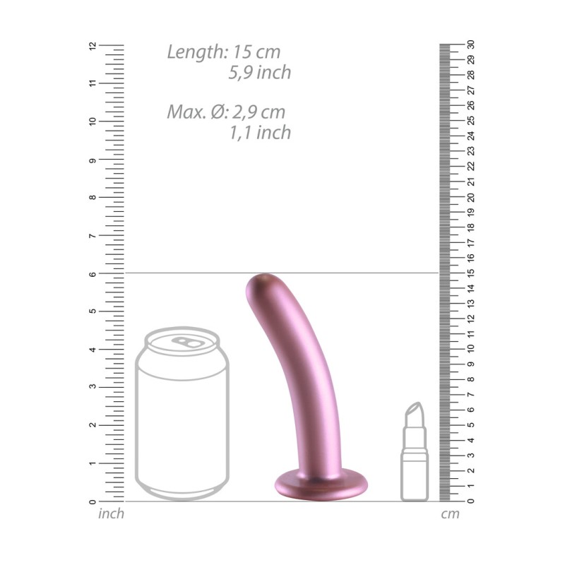 Ouch! Λείο Σιλικόνης G-Spot Dildo με Βεντούζα 14,5 cm Rose Gold