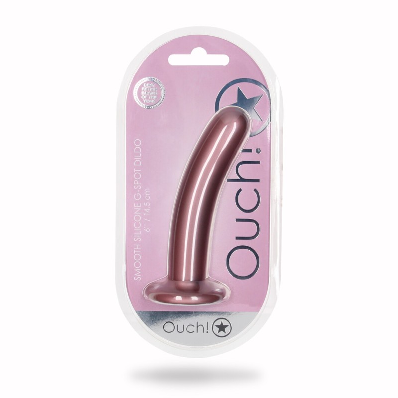 Ouch! Λείο Σιλικόνης G-Spot Dildo με Βεντούζα 14,5 cm Rose Gold