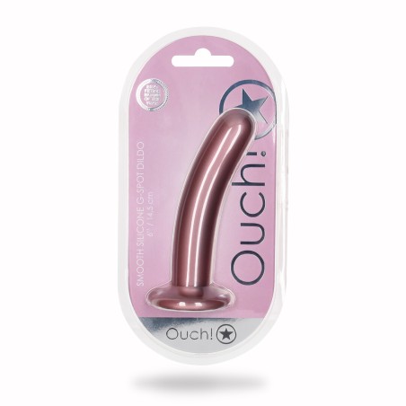 Ouch! Smooth Silicone G-Spot Dildo Suction Cup 6" Rose Gold