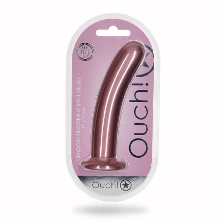 Ouch! Smooth Silicone G-Spot Dildo Suction Cup 7" Rose Gold