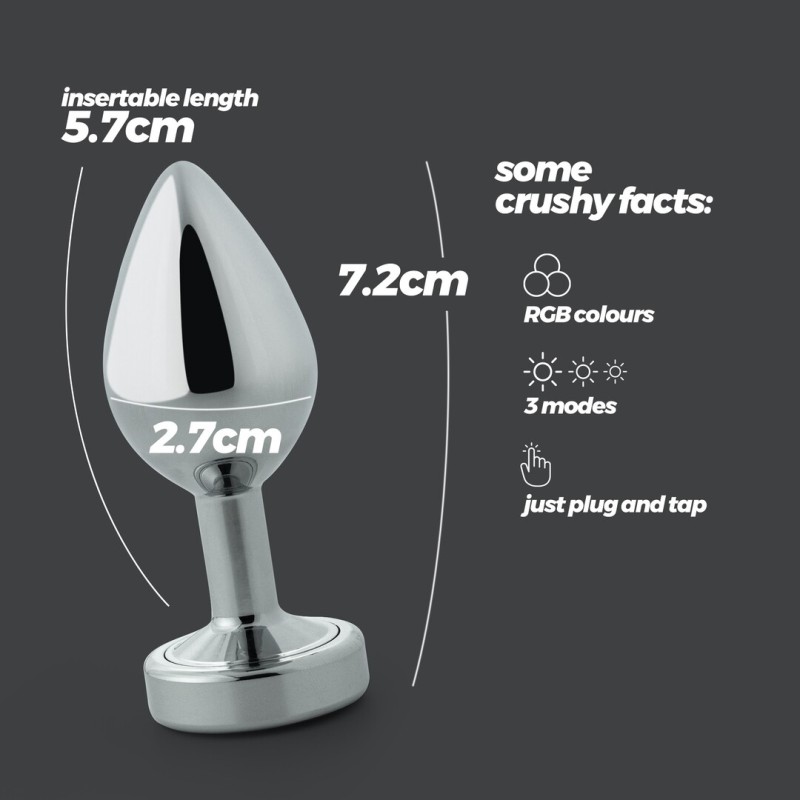 Crushious Borealis Metal Anal Plug LED RGB Small Silver