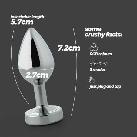 Crushious Borealis Metal Anal Plug LED RGB Small Silver