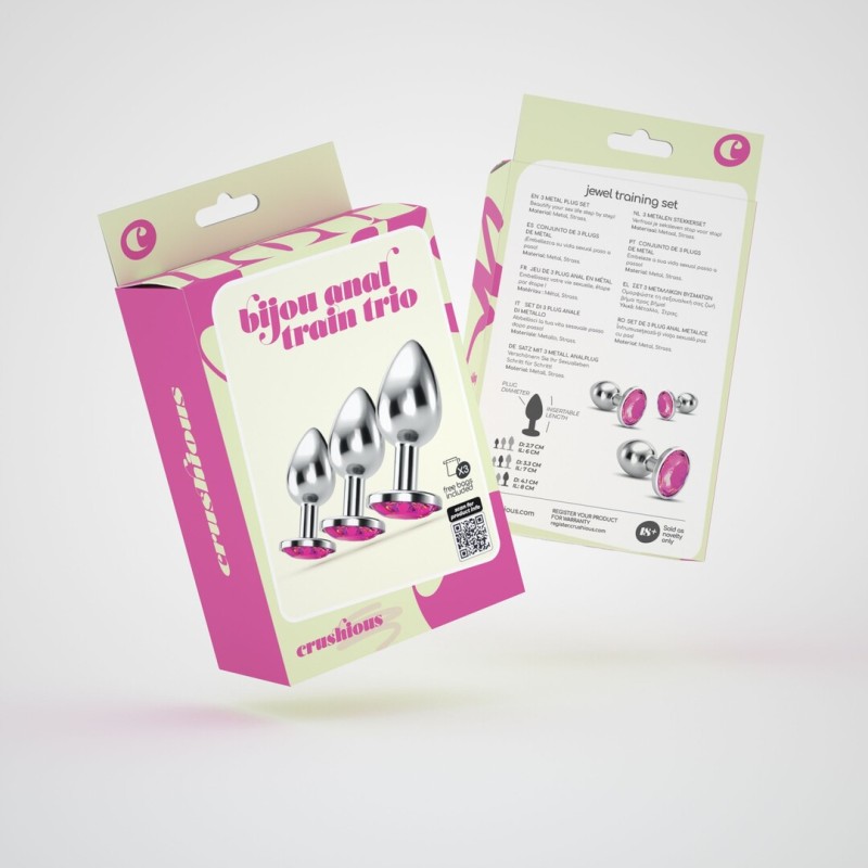 Crushious Bijou Anal Train Trio - Σετ 3 Πρωκτικών Σφηνών με Κόσμημα - Ροζ