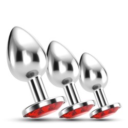 Crushious Bijou Anal Train Trio - Set of 3 Jewel Plugs Red