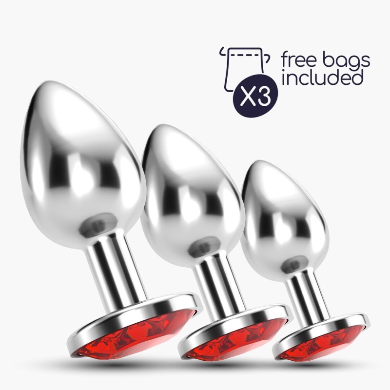 Crushious Bijou Anal Train Trio - Set of 3 Jewel Plugs Red