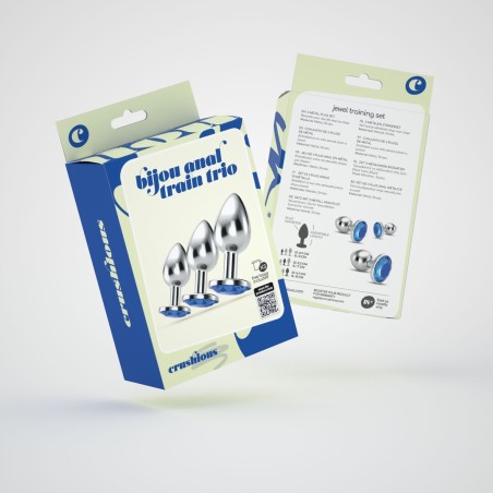 Crushious Bijou Anal Train Trio - Σετ 3 Πρωκτικών Σφηνών με Μπλε Κόσμημα