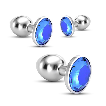 Crushious Bijou Anal Train Trio - Set of 3 Jewel Plugs Blue