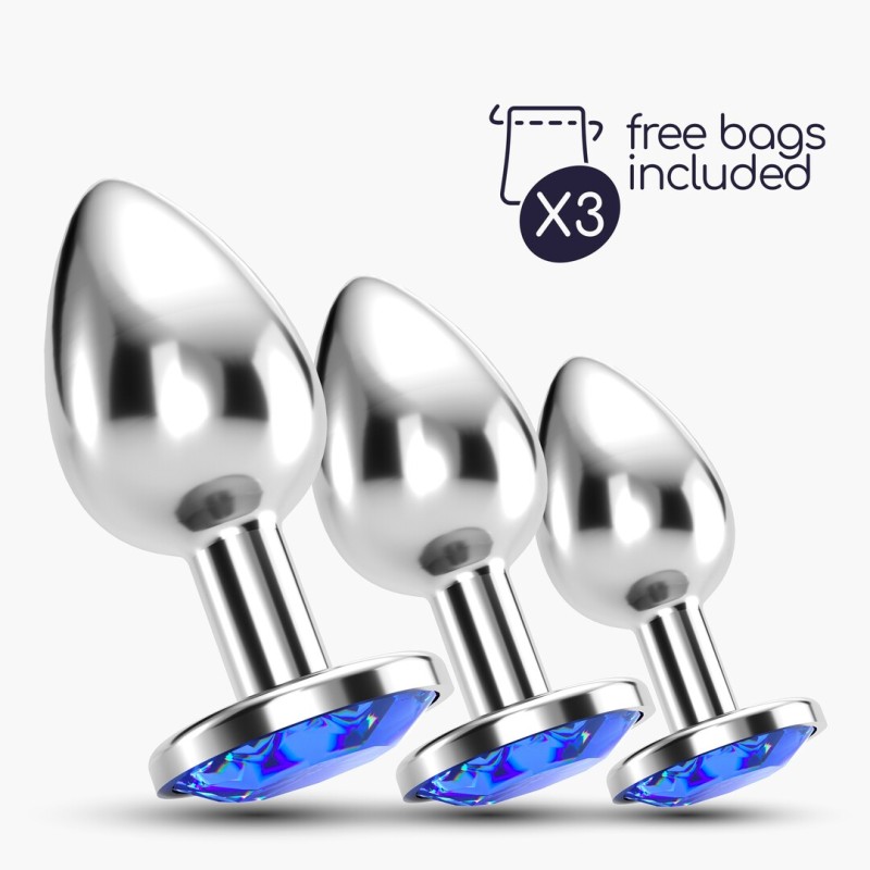 Crushious Bijou Anal Train Trio - Set of 3 Jewel Plugs Blue
