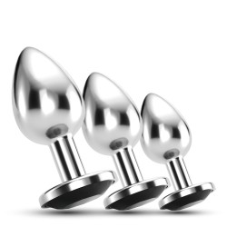 Crushious Bijou Anal Train Trio - Set of 3 Jewel Plugs Black