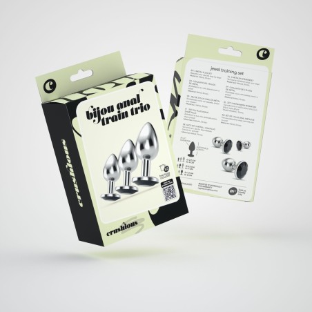 Crushious Bijou Anal Train Trio - Σετ 3 Πρωκτικών Σφηνών με Μαύρο Κόσμημα