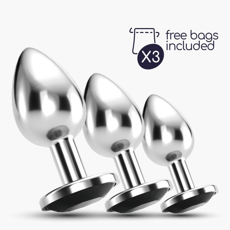 Crushious Bijou Anal Train Trio - Set of 3 Jewel Plugs Black