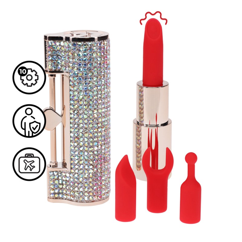 Diamond Lipstick Vibrator 4 Attachments - Iridescent