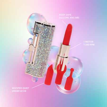 Diamond Lipstick Vibrator 4 Attachments - Iridescent