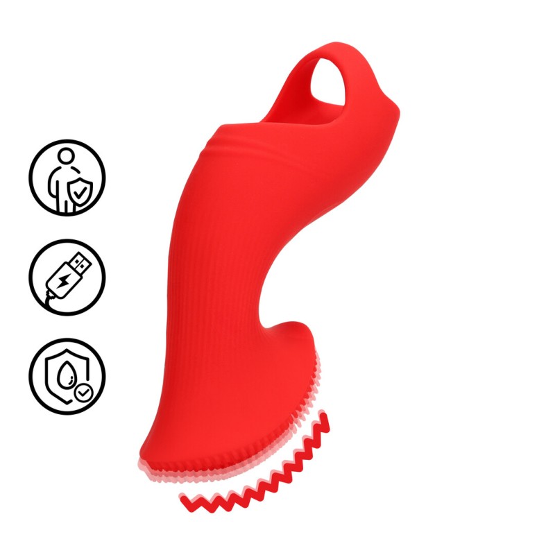 Loveline Textured Finger Vibrator 10 Speed Sunrise Red