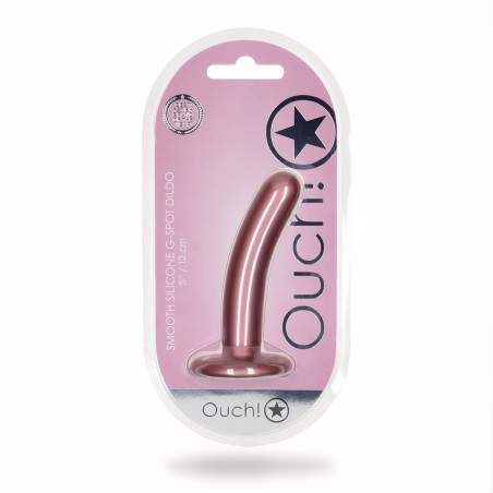 Ouch! Smooth Silicone G-Spot Dildo 12cm Metallic Rose