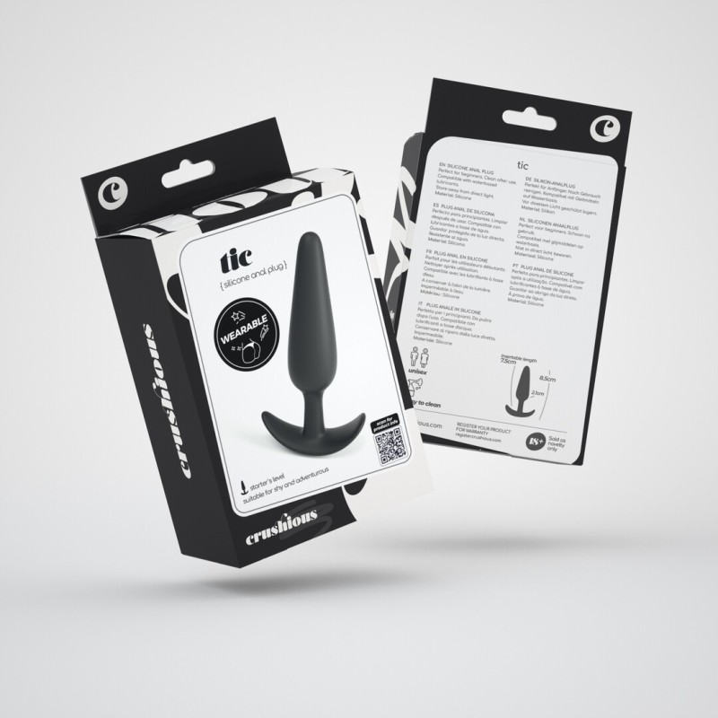 Crushious Tic Πρωκτική Σφήνα Σιλικόνης Μαύρη Small