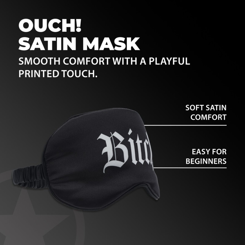 Bitch Printed Satin Eye Mask Sensory Play Black