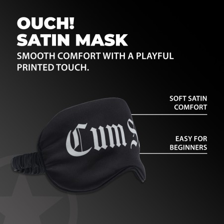 Cum Slut Printed Satin Eye Mask Black