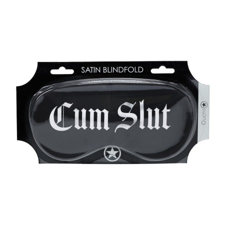 Cum Slut Printed Satin Eye Mask Black