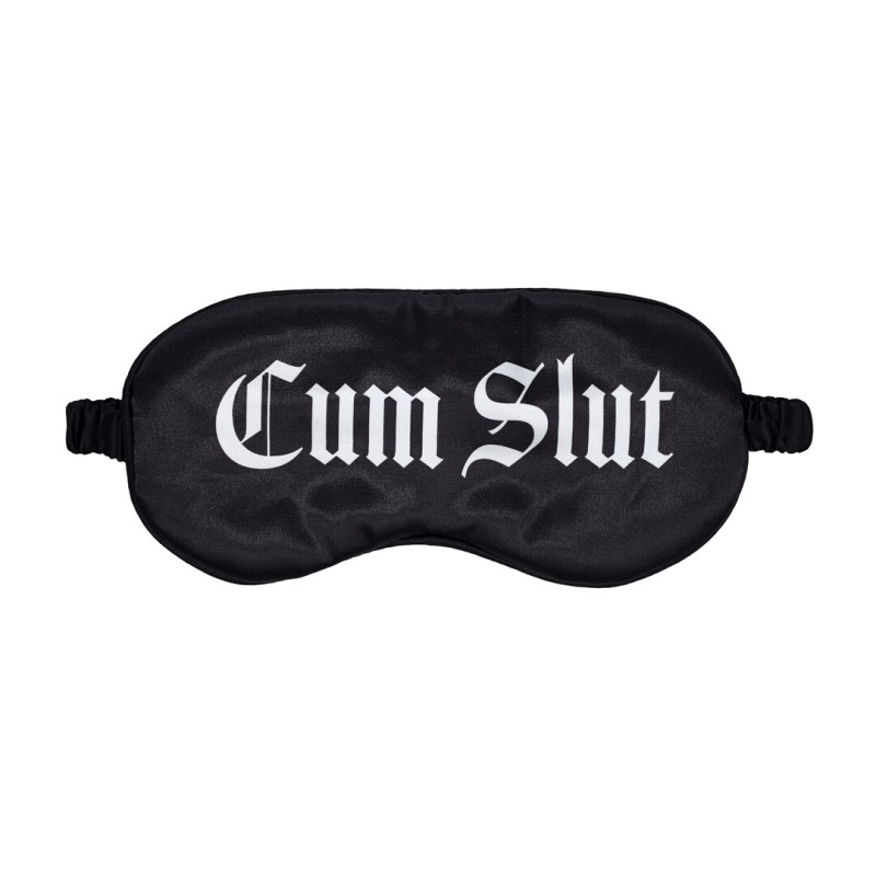 Cum Slut Printed Satin Eye Mask Black