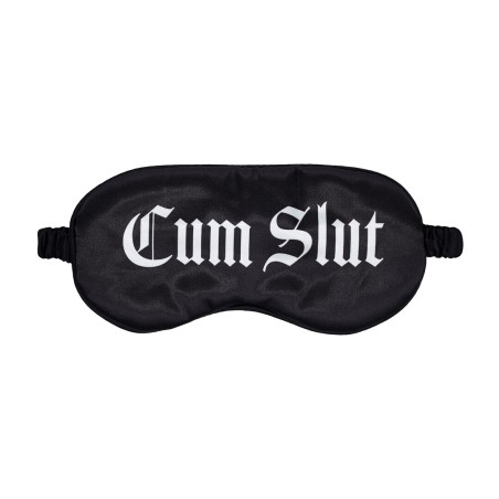 Cum Slut Printed Satin Eye Mask Black