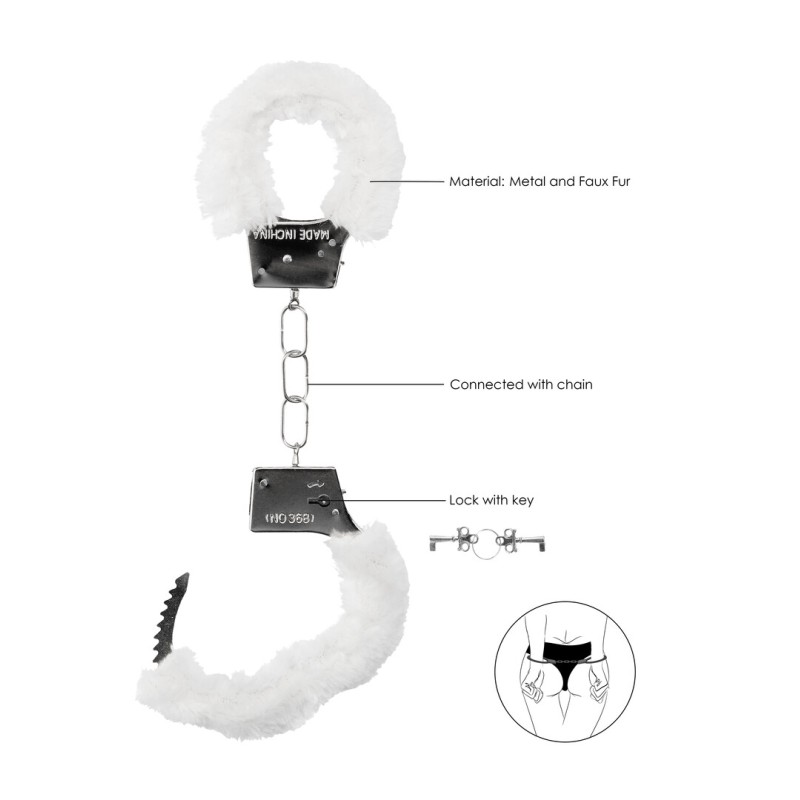 Beginner's Furry Handcuffs with Quick Release White