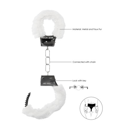 Beginner's Furry Handcuffs with Quick Release White