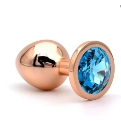 Anal Plug Charm - Rose Gold with Blue Crystal - Small