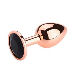 Anal Plug Charm - Ροζ Χρυσό Με Μαύρο Κρύσταλλο - Small